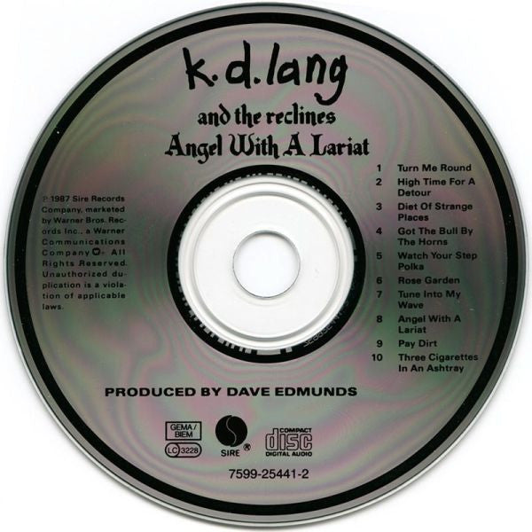 k.d. lang and the reclines : Angel With A Lariat (CD, Album, RE)