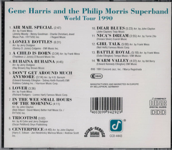 Gene Harris and The Philip Morris Superband : World Tour 1990 (CD, RP)
