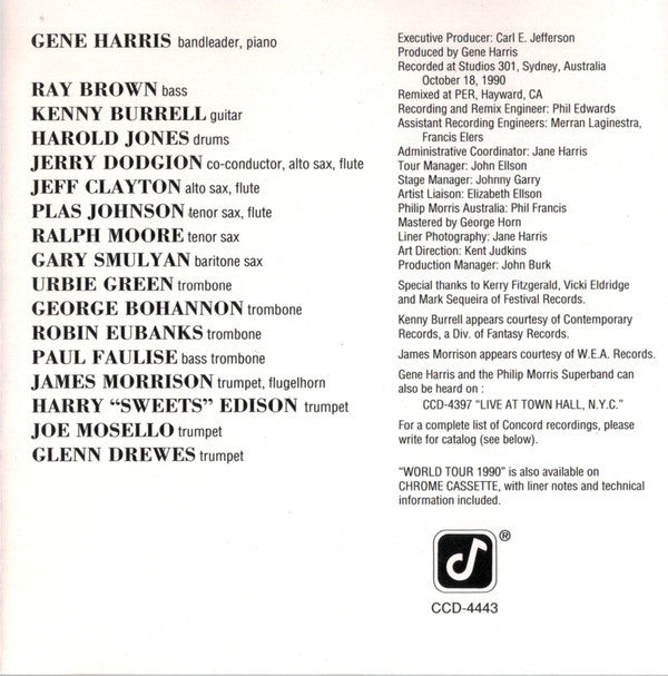 Gene Harris and The Philip Morris Superband : World Tour 1990 (CD, RP)