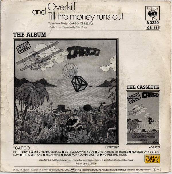 Men At Work : Overkill (7", Single)