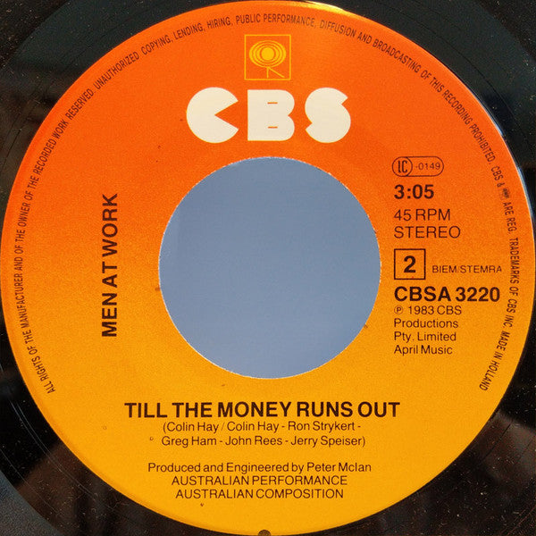 Men At Work : Overkill (7", Single)