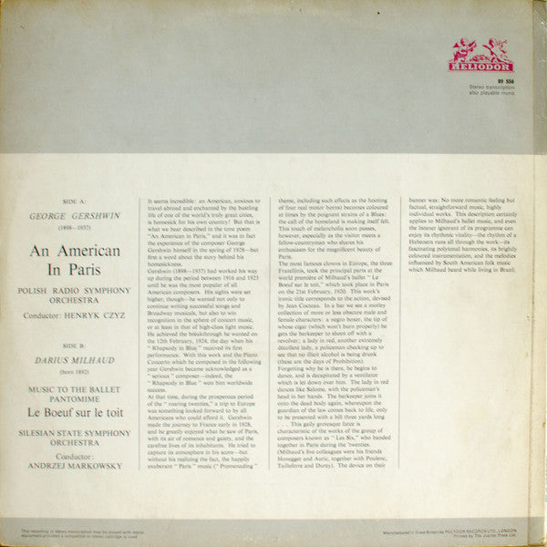 George Gershwin, Darius Milhaud : An American in Paris (LP)