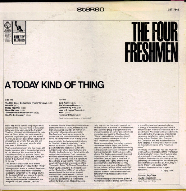 The Four Freshmen : A Today Kind Of Thing (LP, Album)
