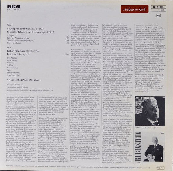 Arthur Rubinstein : Beethoven - Schumann (LP)