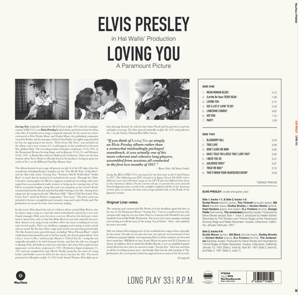 Elvis Presley : Loving You (LP, Album, Mono, Ltd, RE)