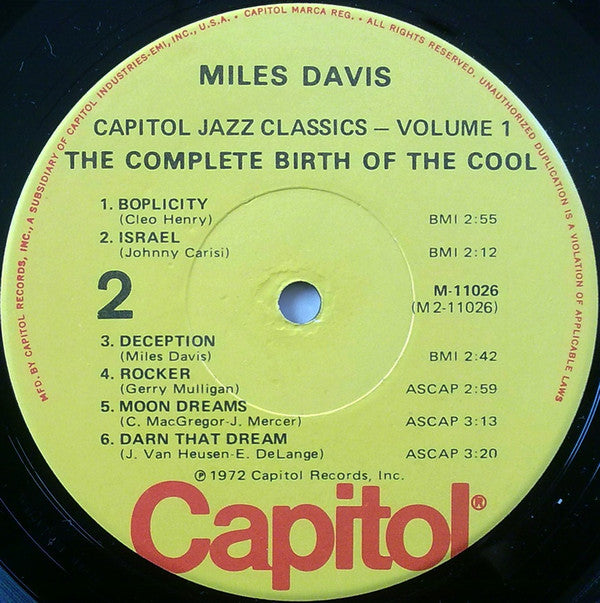 Miles Davis And His Orchestra : The Complete Birth Of The Cool (LP, Album, Comp, Mono, RE, Jac)