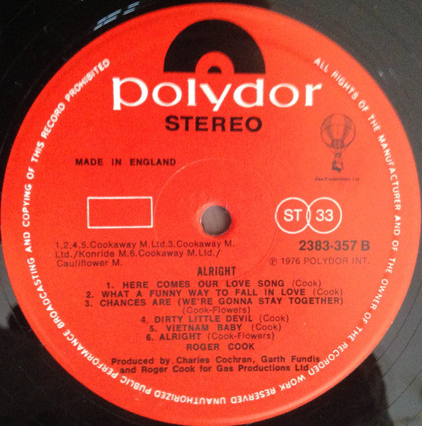 Roger Cook : Alright (LP, Album)