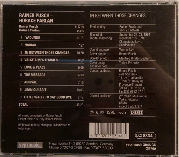 Rainer Pusch, Horace Parlan : In Between Those Changes (CD, Album)