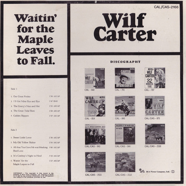 Wilf Carter : Waitin' For The Maple Leaves To Fall (LP, Album)