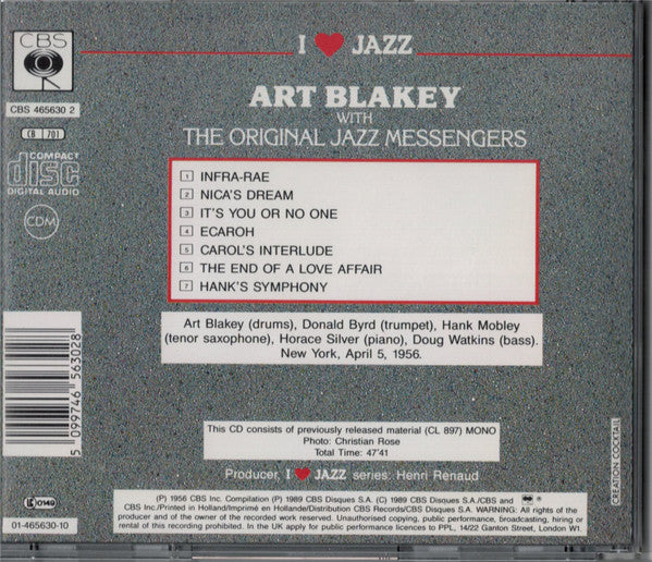 Art Blakey & The Jazz Messengers : Art Blakey With The Original Jazz Messengers (CD, Album, Mono, RE)