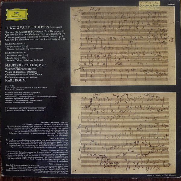 Maurizio Pollini · Karl Böhm, Beethoven* – Wiener Philharmoniker = Vienna Philharmonic* : Klavierkonzert = Piano Concerto No.4 (LP)