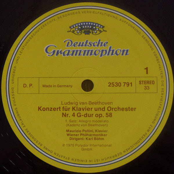 Maurizio Pollini · Karl Böhm, Ludwig van Beethoven – Wiener Philharmoniker = Wiener Philharmoniker : Klavierkonzert = Piano Concerto No.4 (LP)