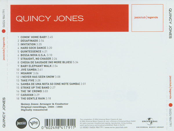 Quincy Jones : Swinging The Big Band (CD, Comp, RM)
