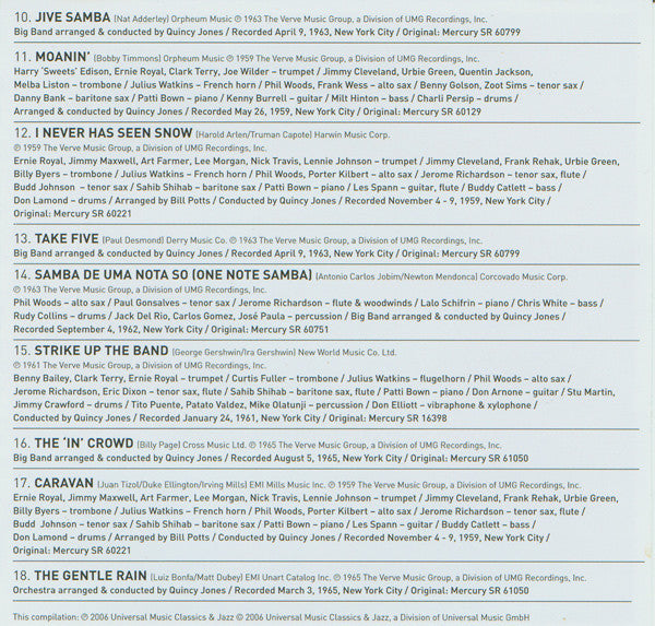 Quincy Jones : Swinging The Big Band (CD, Comp, RM)