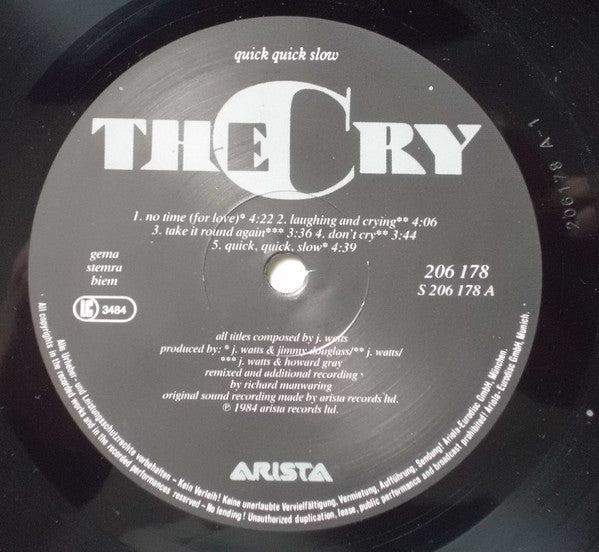 The Cry Featuring John Watts : Quick Quick Slow (LP, Album)