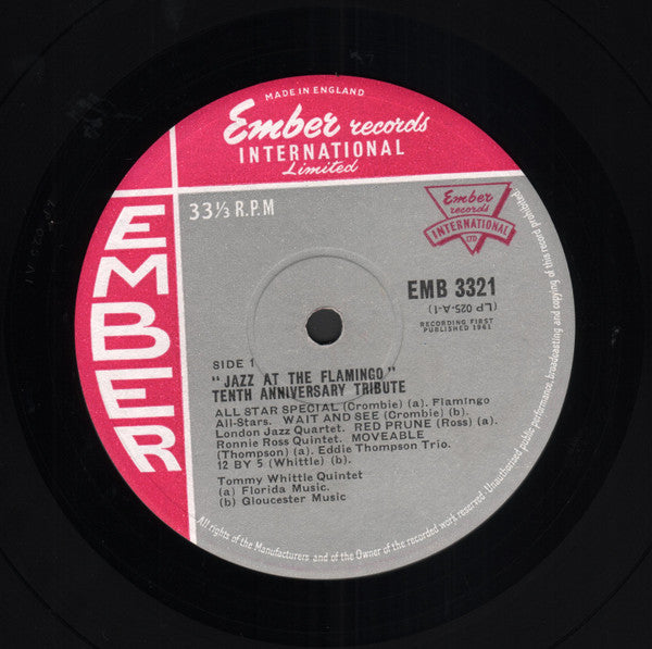 Various : Jazz At The Flamingo - 10th Anniversary Tribute (LP, Comp, Mono)