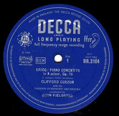 Edvard Grieg, Clifford Curzon, London Symphony Orchestra, Øivin Fjeldstad : Piano Concerto In A Minor, Op. 16 (10", RE)