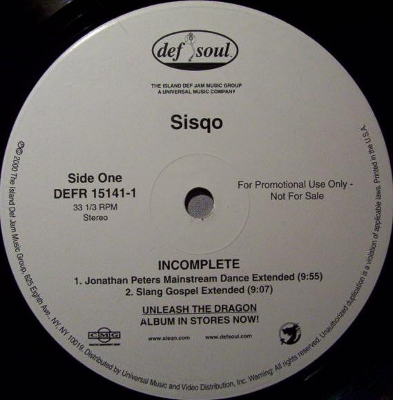 Sisqo : Incomplete (12", Promo)