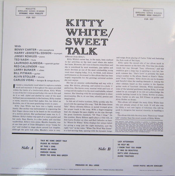 Kitty White : Sweet Talk (LP, Album, RE, Dyn)