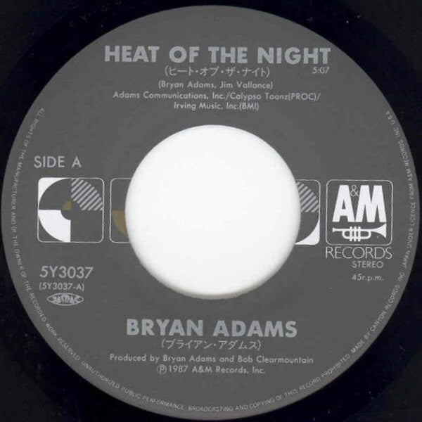 Bryan Adams : Heat Of The Night (7", Single)