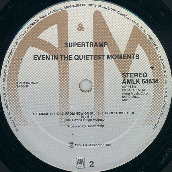 Supertramp : Even In The Quietest Moments... (LP, Album)