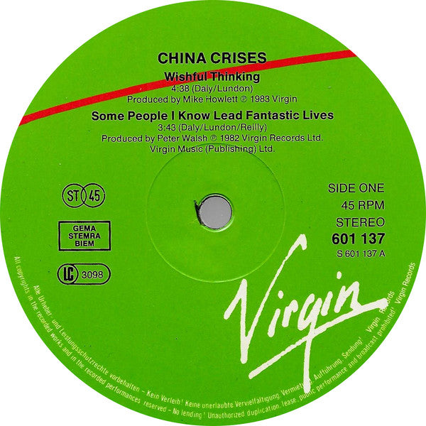 China Crisis : Wishful Thinking (12", Single)