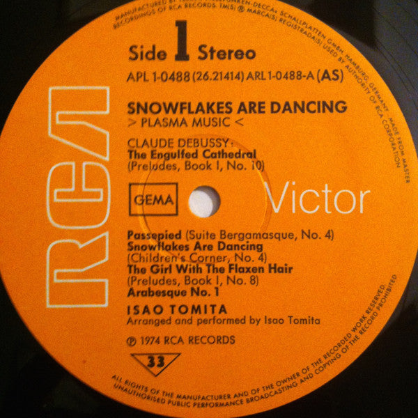 Plasma Music, Claude Debussy, Tomita : Snowflakes Are Dancing (LP, Album)