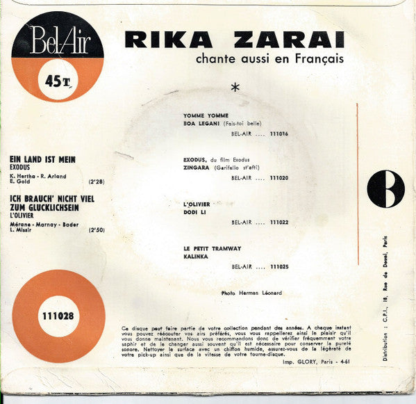 Rika Zaraï : Ein Land Ist Mein (7", Single)