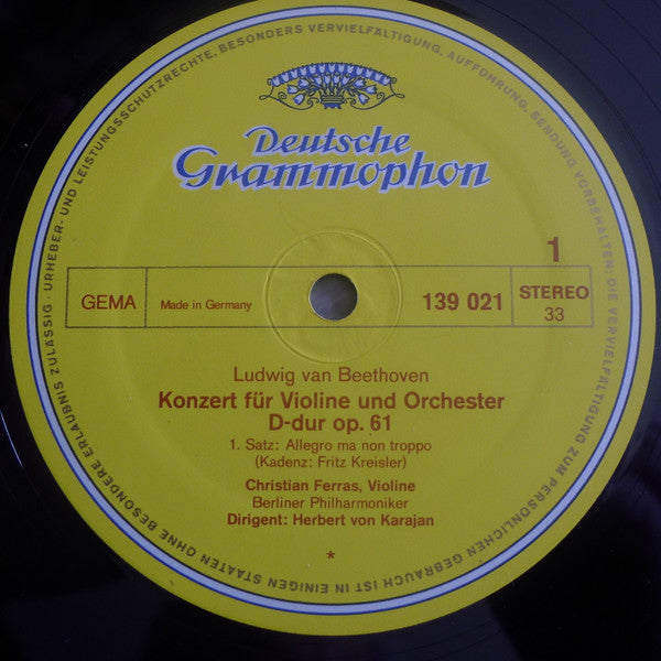 Ludwig van Beethoven / Christian Ferras • Herbert von Karajan • Berliner Philharmoniker : Violinkonzert D-Dur (LP, RE)