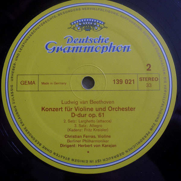 Ludwig van Beethoven / Christian Ferras • Herbert von Karajan • Berliner Philharmoniker : Violinkonzert D-Dur (LP, RE)