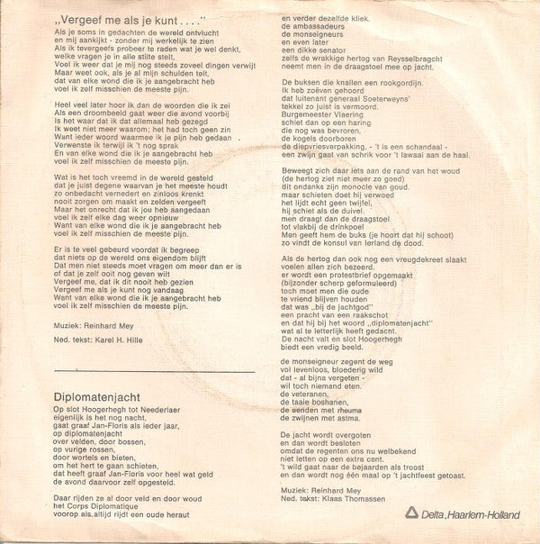 Reinhard Mey : Vergeef Me Als Je Kunt (7", Single)