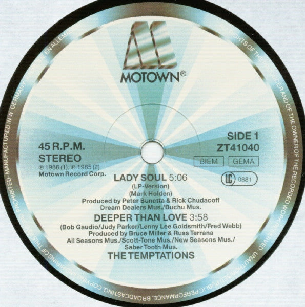 The Temptations : Lady Soul / Deeper Than Love / Papa Was A Rolling Stone (12")