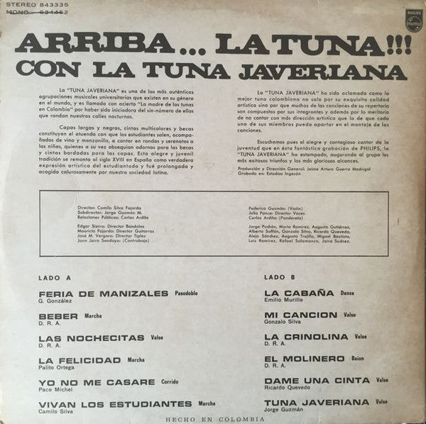 Tuna Javeriana : Arriba...La Tuna!!! (LP, Album)