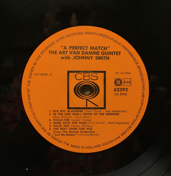 The Art Van Damme Quintet With Johnny Smith : A Perfect Match (LP, Album, Mono)
