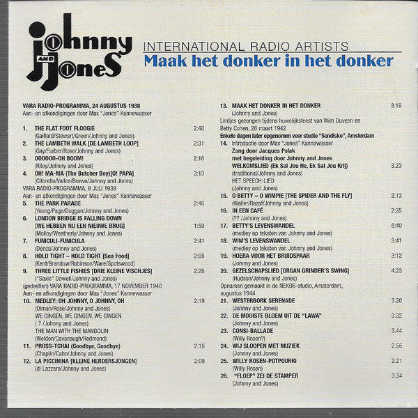 Johnny & Jones : Maak Het Donker In Het Donker (CD, Comp)