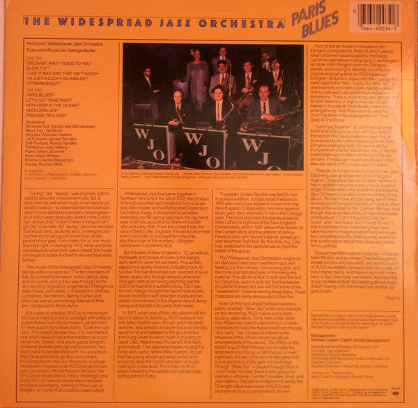 The Widespread Jazz Orchestra : Paris Blues (LP, Album)