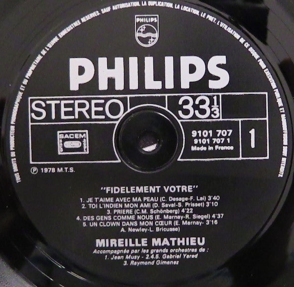 Mireille Mathieu : Fidèlement Votre (LP, Album)