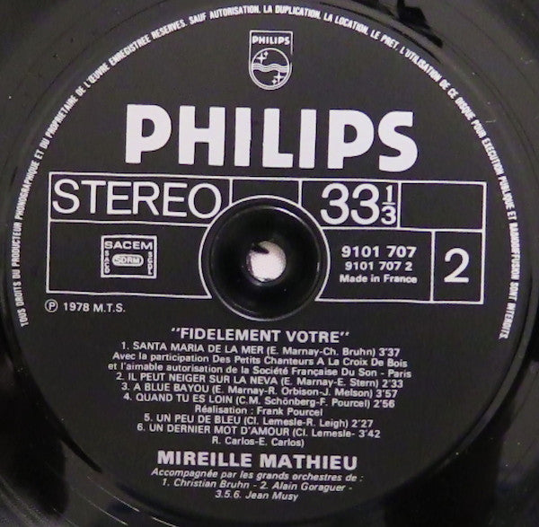 Mireille Mathieu : Fidèlement Votre (LP, Album)