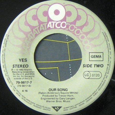 Yes : Owner Of A Lonely Heart (7", Single)