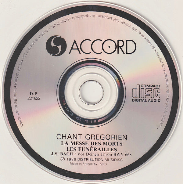 Chœur Des Moines De L'Abbaye Saint-Pierre De Solesmes Direction Dom Joseph Gajard : Chant Grégorien: La Messe Des Morts - Les Funérailles (CD, Album, RE)