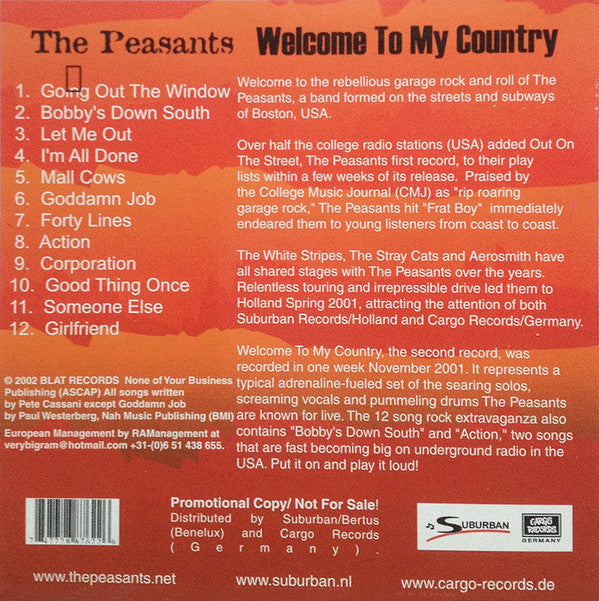 The Peasants (4) : Welcome To My Country (CD, Album, Promo, Car)