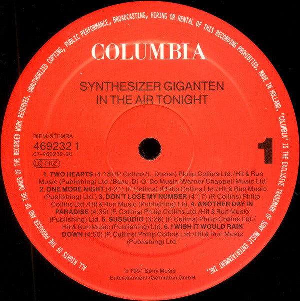Synthesizer Giganten : In The Air Tonight - Synthesizer Giganten Interpretieren Hits Von Phil Collins (LP)
