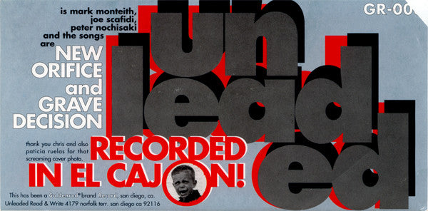 Unleaded : New Orifice / Grave Decision (7", Single, Blu)