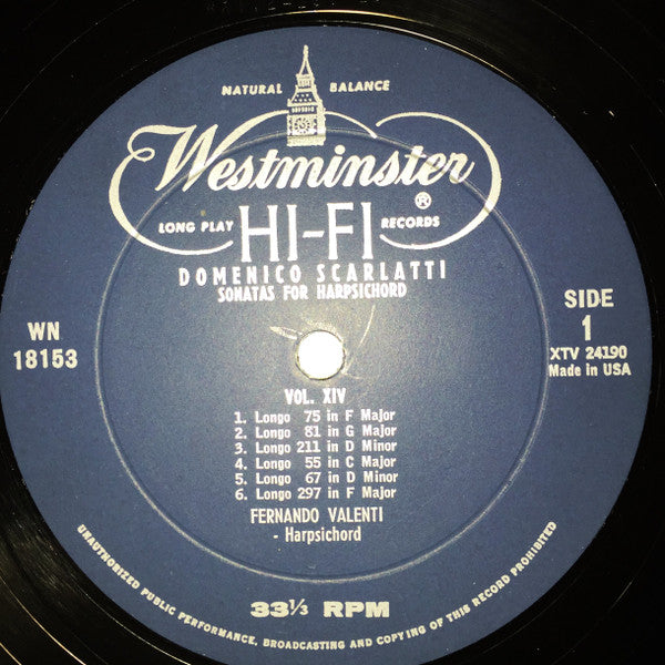Fernando Valenti, Domenico Scarlatti : Scarlatti Sonatas For Harpsichord Vol. 14 (LP, Album)