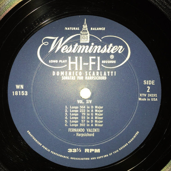 Fernando Valenti, Domenico Scarlatti : Scarlatti Sonatas For Harpsichord Vol. 14 (LP, Album)