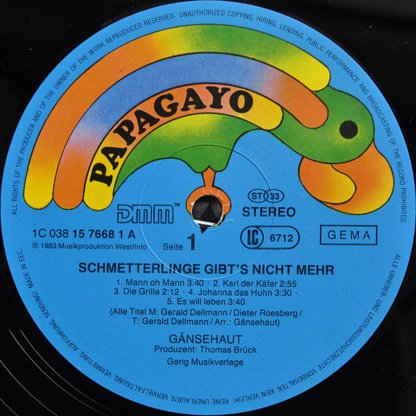 Gänsehaut : Schmetterlinge Gibt's Nicht Mehr (LP, Album, RP)