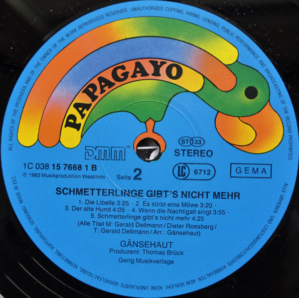 Gänsehaut : Schmetterlinge Gibt's Nicht Mehr (LP, Album, RP)