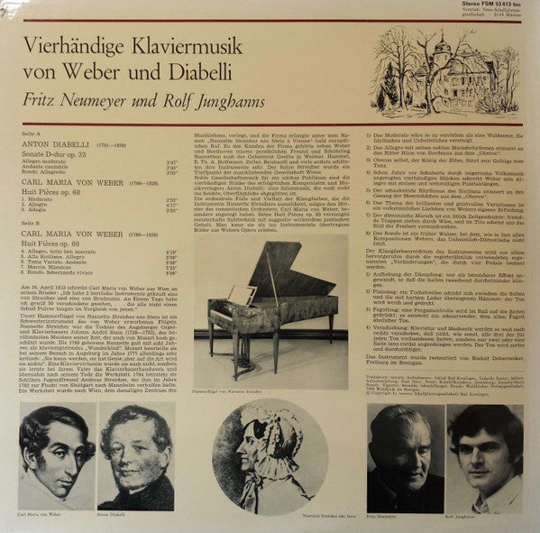 Carl Maria von Weber • Anton Diabelli − Fritz Neumeyer, Rolf Junghanns : Vierhändige Klaviermusik (LP)