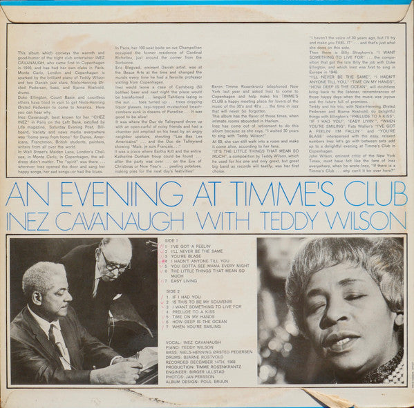 Inez Cavanaugh With Teddy Wilson : An Evening At Timme's Club (LP, RE)