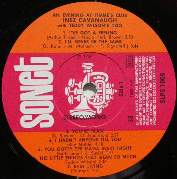 Inez Cavanaugh With Teddy Wilson : An Evening At Timme's Club (LP, RE)